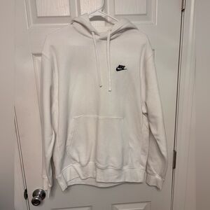 Nike White Men's Pullover Hoodie with Black Swoosh